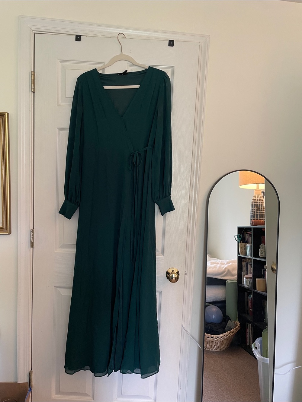 Soieblu Emerald Green Long sleeve Wrap Maxi Formal Dress